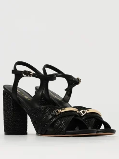 Sandalo Twinset in rafia intrecciata e pelle sintetica