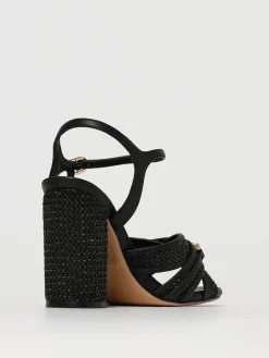 Sandalo Twinset in rafia intrecciata e pelle sintetica