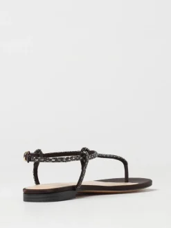 Sandalo Twinset in raso con strass applicati