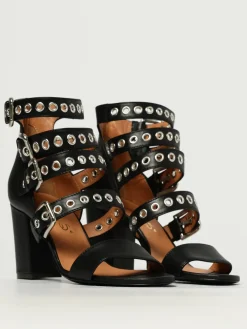 Sandalo Via Roma 15 in camoscio con occhielli metallici