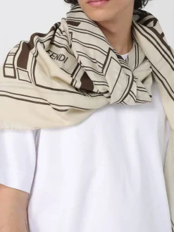 Scialle Fendi in misto cotone con stampa Palazzo Fendi