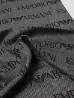 Sciarpa Emporio Armani in lana vergine con logo jacquard