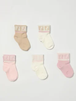 Set 5 paia di calze Fendi in cotone con monogram FF jacquard