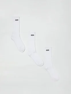 Set 3 paia di calze GCDS in cotone stretch con logo jacquard