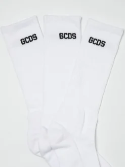 Set 3 paia di calze GCDS in cotone stretch con logo jacquard