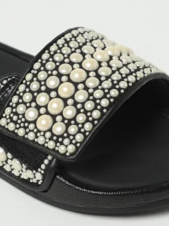 Sliders Fitz Jimmy Choo in pelle e gomma con perl sintetiche