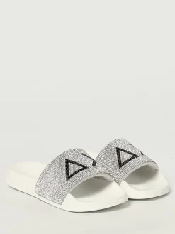 Sliders SUN68 in gomma con strass all over