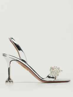 Slingback Aquazzura in vernice laminata con cristalli