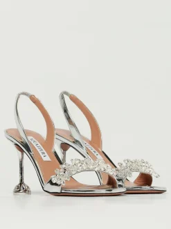 Slingback Aquazzura in vernice laminata con cristalli