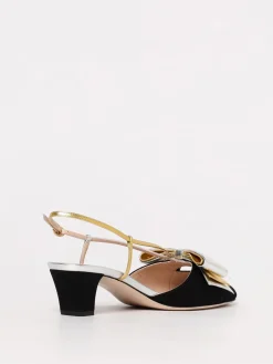 Slingback Bowow Valentino Garavani in nappa laminata e tessuto con fiocco