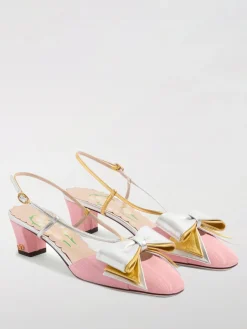 Slingback Bowow Valentino Garavani in nappa laminata e tessuto con fiocco