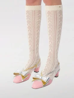 Slingback Bowow Valentino Garavani in nappa laminata e tessuto con fiocco