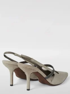 Slingback Brunello Cucinelli in camoscio con monile