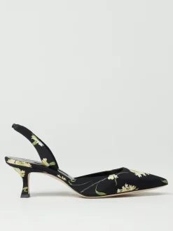 Slingback Carolyne Manolo Blahnik in seta con stampa floreale