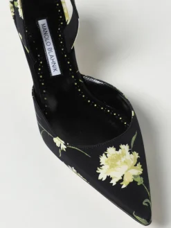 Slingback Carolyne Manolo Blahnik in seta con stampa floreale