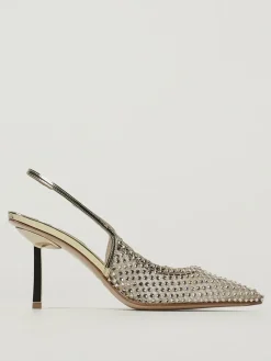 Slingback Gilda Le Silla in vernice e nylon a rete con strass