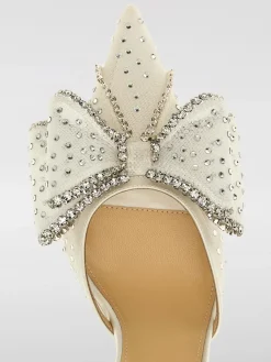 Slingback Le Cadeau Mach&Mach in nylon a rete con strass e fiocco