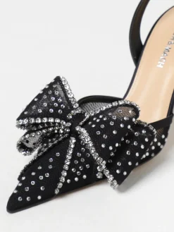 Slingback Le Cadeau Mach&Mach in nylon a rete con strass e fiocco