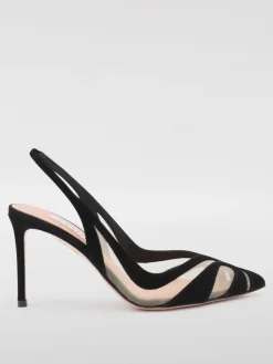 Slingback Lune Aquazzura in nylon a rete e camoscio