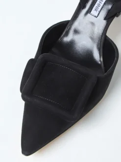 Slingback Maysli Manolo Blahnik in camoscio con fibbia decorativa