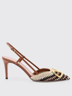 Slingback VLogo Signature Valentino Garavani in pelle e tessuto crochet