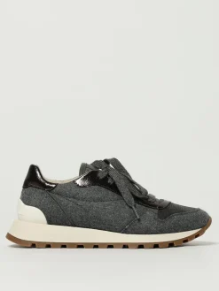 Sneakers Brunello Cucinelli in feltro e pelle con monile