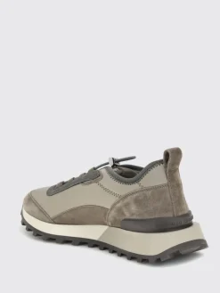 Sneakers Brunello Cucinelli in tessuto techno e camoscio con monile