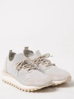 Sneakers Eleventy in camoscio e maglia stretch