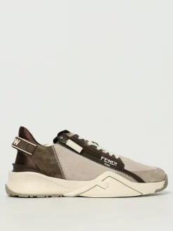 Sneakers Flow Fendi in camoscio e cotone con monogram FF jacquard