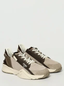 Sneakers Flow Fendi in camoscio e cotone con monogram FF jacquard