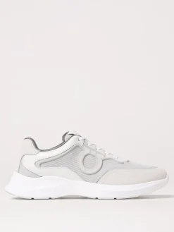 Sneakers Gancini Ferragamo in camoscio e mesh