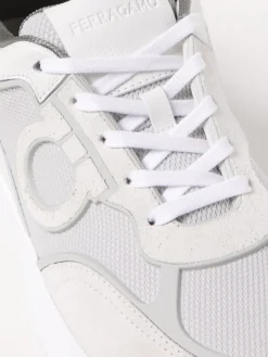 Sneakers Gancini Ferragamo in camoscio e mesh