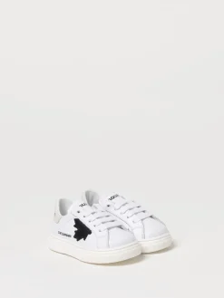 Sneakers in pelle con logo foglia d'acero Dsquared2