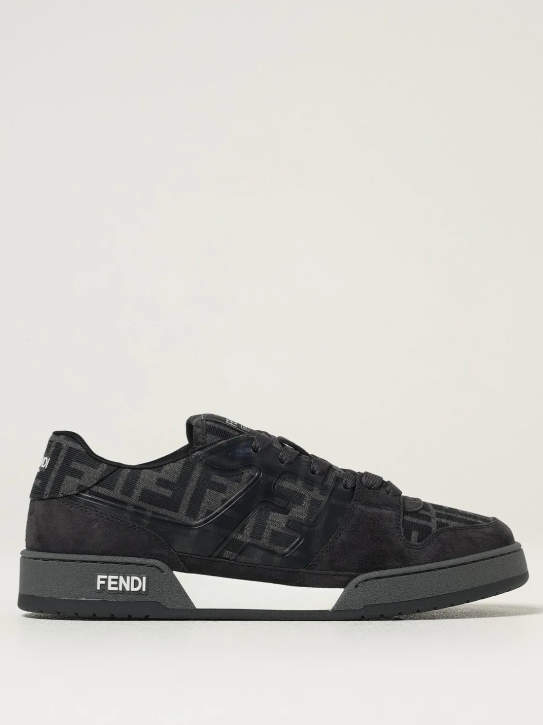 Sneakers Match Fendi in camoscio e misto cotone jacquard