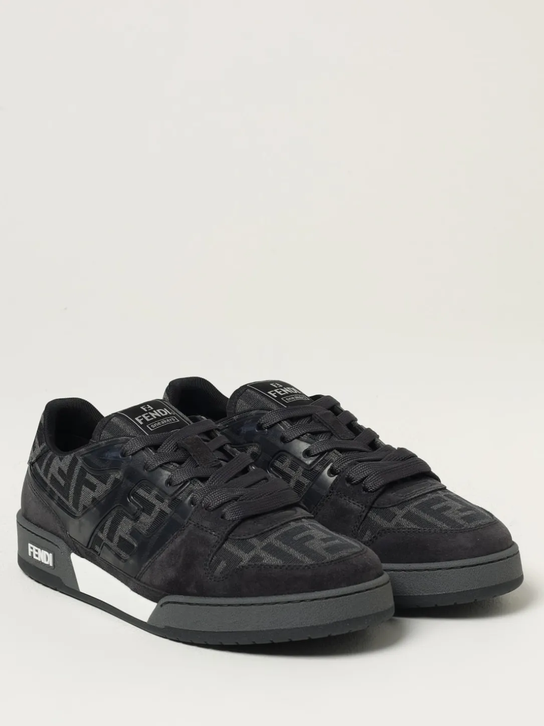 Sneakers Match Fendi in camoscio e misto cotone jacquard