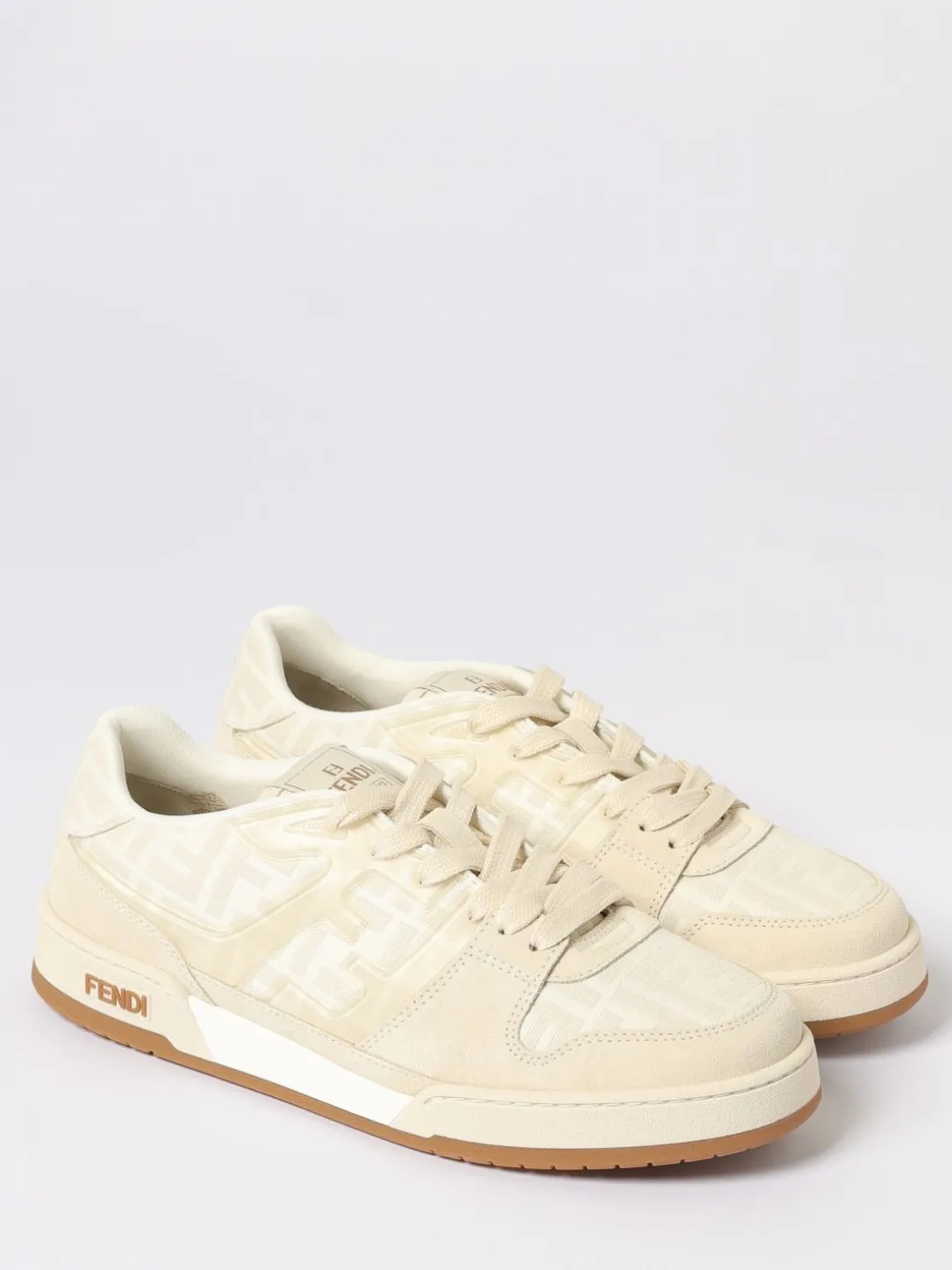 Sneakers Match Fendi in camoscio e misto cotone jacquard