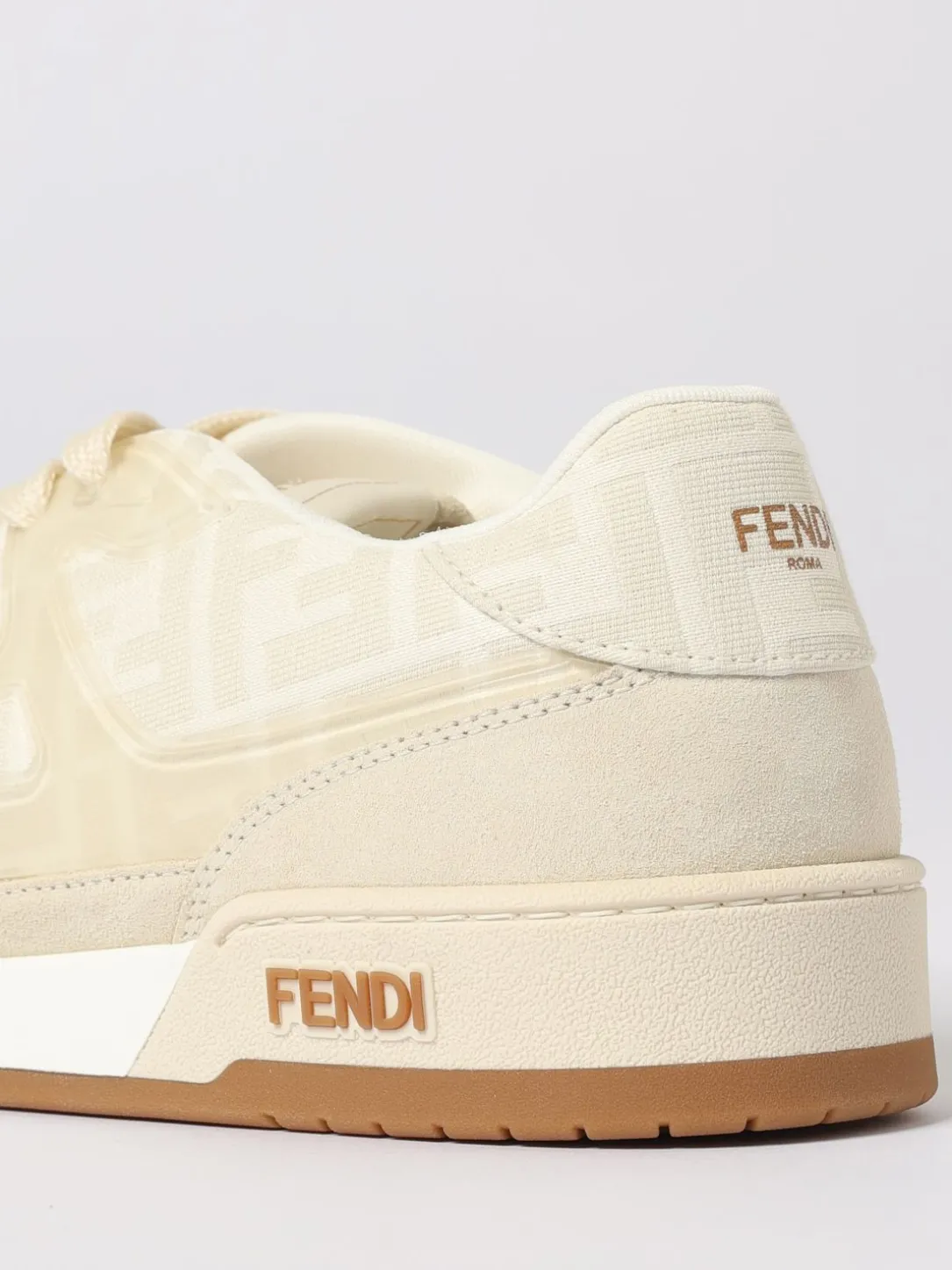 Sneakers Match Fendi in camoscio e misto cotone jacquard