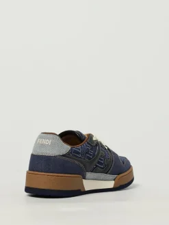 Sneakers Match Fendi in denim e pelle con monogram FF jacquard