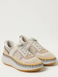 Sneakers Nama Chloé in mesh riciclato e camoscio