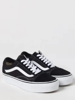 Sneakers Old Skool Platform Vans in canvas a quadretti e camoscio