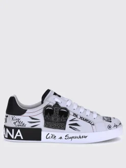 Sneakers Portofino Crown Dolce & Gabbana in pelle stampata con strass