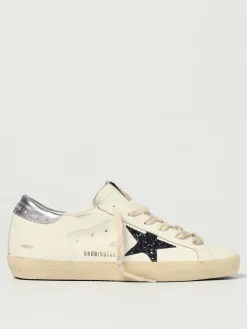 Sneakers Super-Star Golden Goose in pelle used con glitter