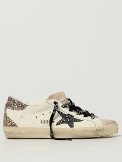 Sneakers Super-Star Golden Goose in pelle used e glitter
