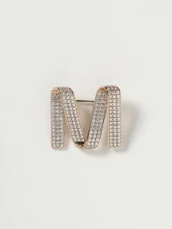 Spilla Max Mara in ottone con strass incastonati