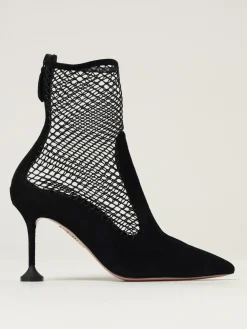 Stivaletto Aquazzura in camoscio e nylon a rete