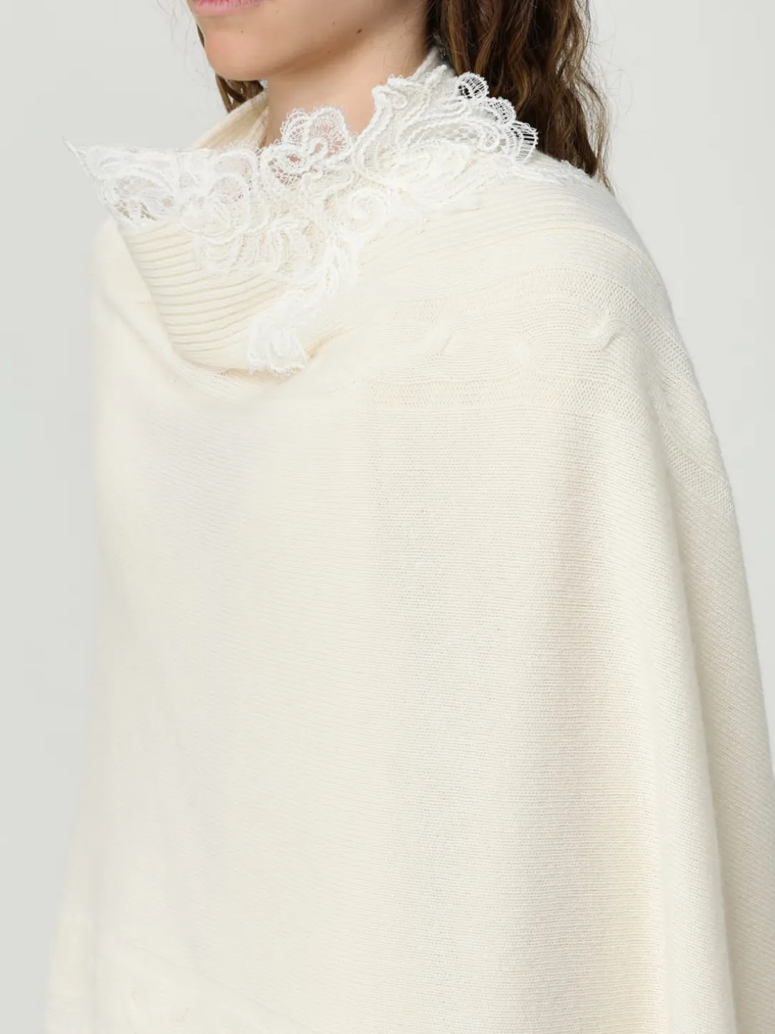 Stola in misto lana con inserti in pizzo Ermanno Scervino Life