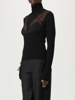 Top Blumarine in misto lana con inserto in pizzo