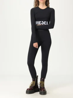Top cropped Diesel in tessuto tecnico stretch