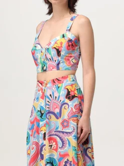 Top cropped Etro in cotone stampato