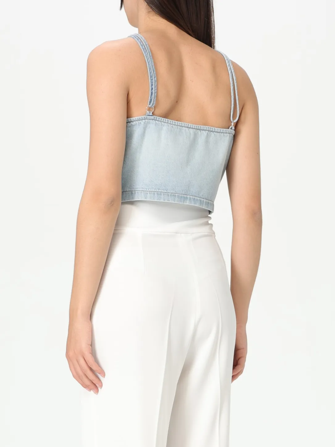 Top cropped Simona Corsellini in denim